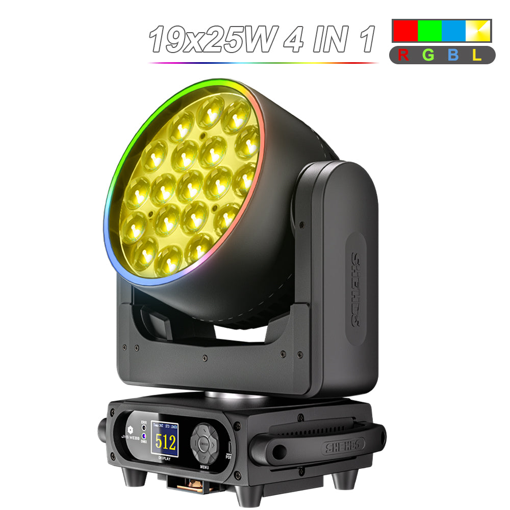 UPGRADE SHEHDS LED Moving Head Light 19x15W /20W/25W Beam Wash Zoom Stage Lighting