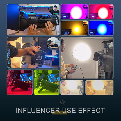 SHEHDS 250W/350W LED Fresnel Spotlight RGBWAUV/RGBLAC/RGBW/RGBL/Warm+Cool White Stage Lighting with Barndoors & Pulse Strobe