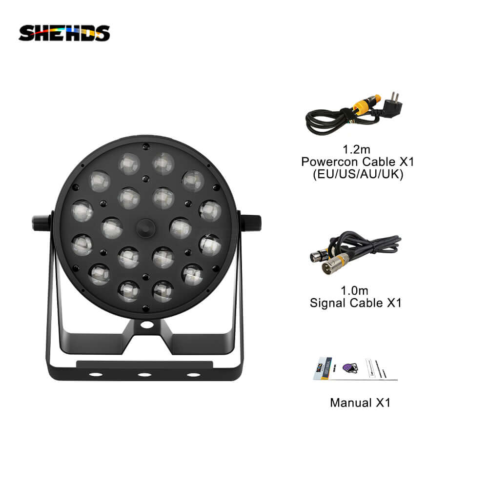 SHEHDS New Version LED Zoom & Wash Par 18x18W RGBWA UV 6in1 Light Big Aluminum Alloy