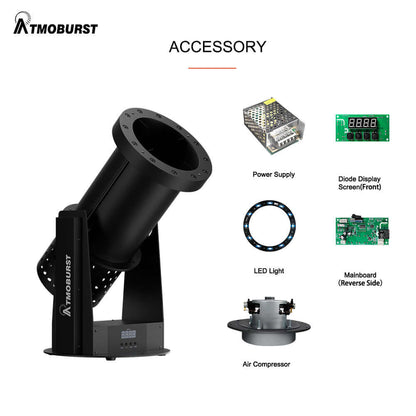 ATMOBURST 1500W Confetti Machine with LED 12x4W RGB Adjustable Angle