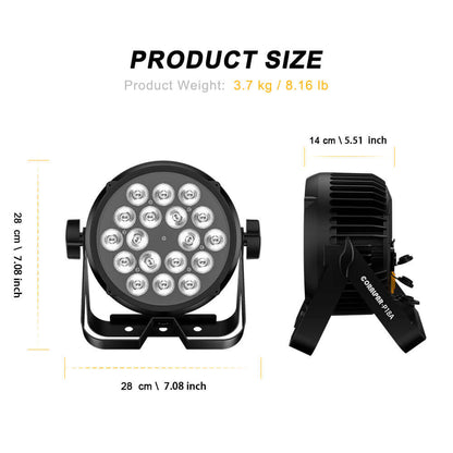 CORALPAR Waterproof 18x12W LED Flat Par Light RGBWA+UV Aluminum Alloy