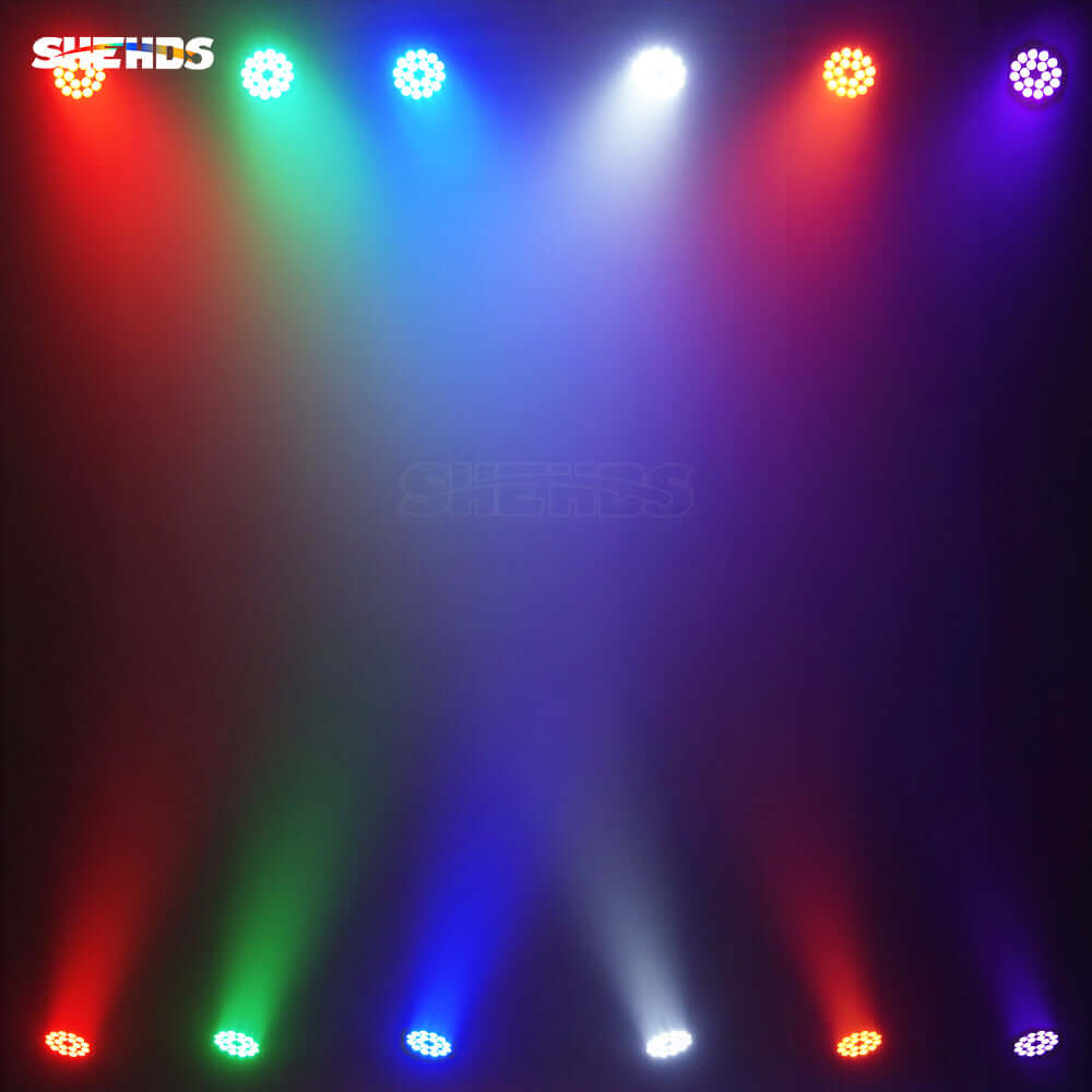 SHEHDS New Version LED 18x18W RGBWA+UV 6in1 Par Light Big Aluminum Alloy