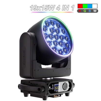 UPGRADE SHEHDS LED Moving Head Light 19x15W /20W/25W Beam Wash Zoom Stage Lighting
