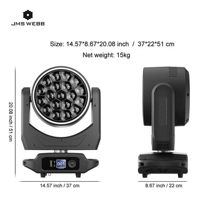 JMS WEBB LED RGBW 4in1 Bee Eye 19x40W Zoom & Beam & Wash Moving Head Light