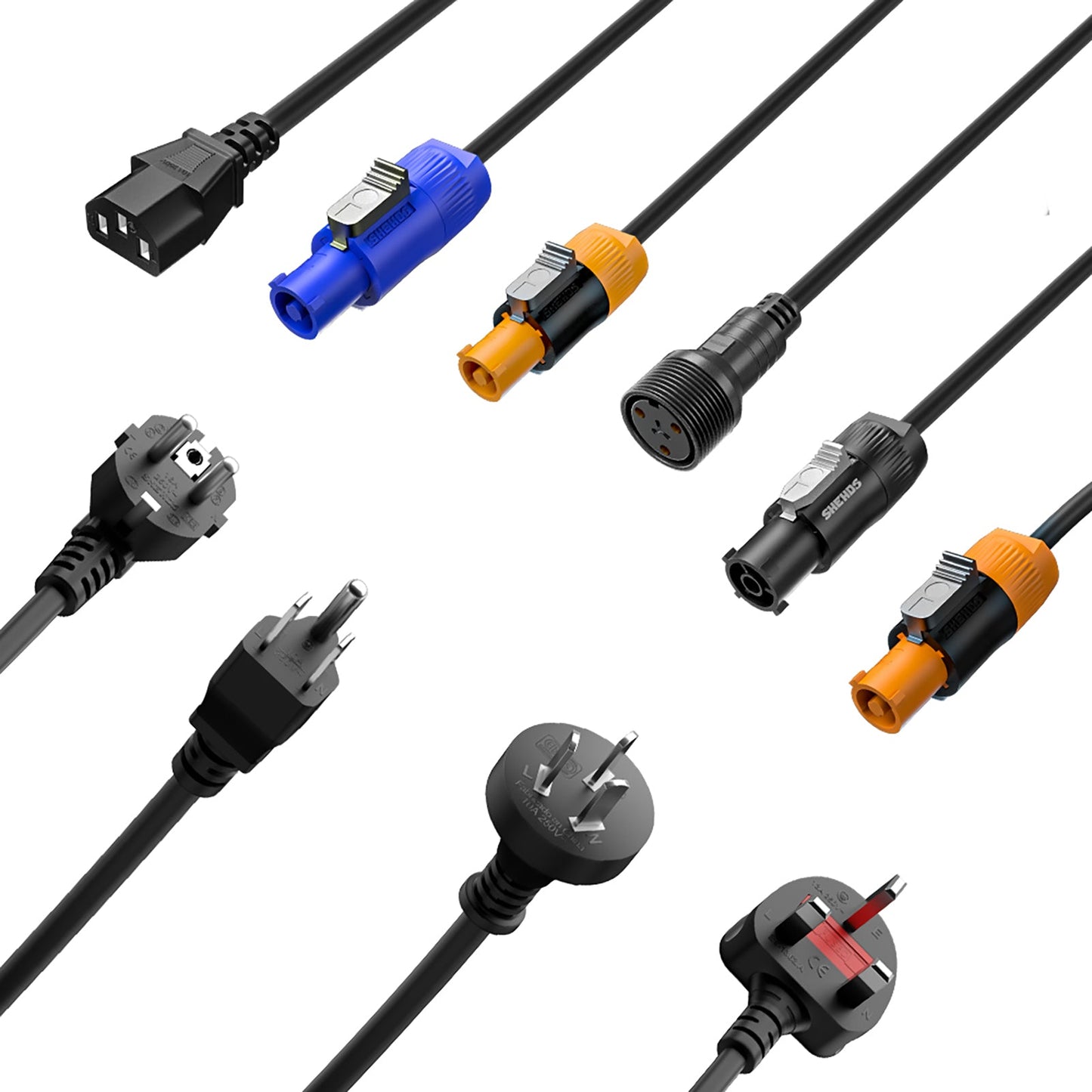 Power Con Plug Cables Waterproof / Standard Connector for Stage Lighting