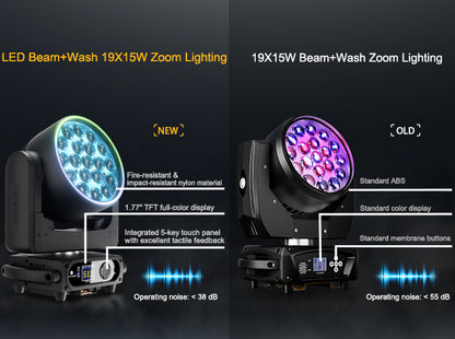 UPGRADE SHEHDS LED Moving Head Light 19x15W /20W/25W Beam Wash Zoom Stage Lighting