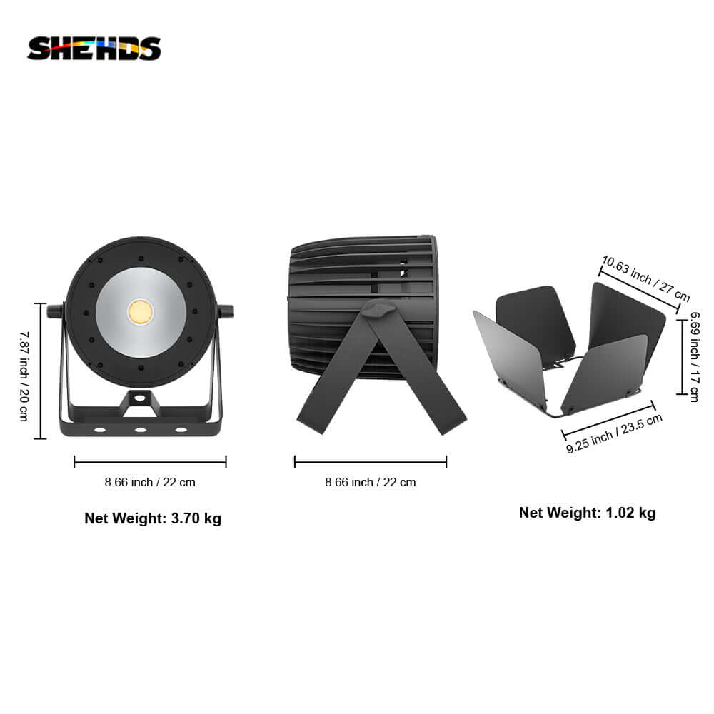 SHEHDS New Version LED 200W Cool & Warm White 2in1 COB Light Uniform Color Mix，Temperature Control  Protection，Aluminum Alloy