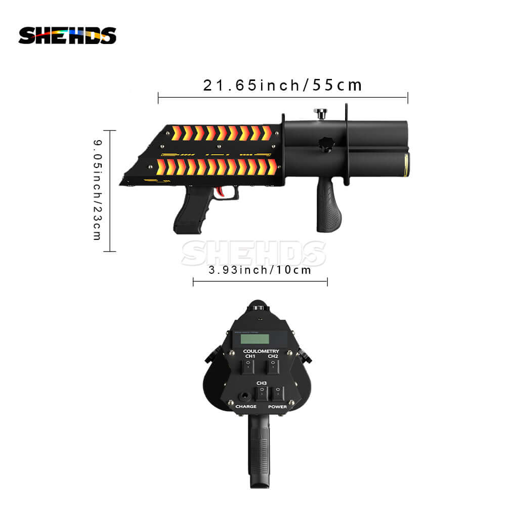 SHEHDS Rechargeable RGB Confetti Machine With High-strength Aluminum Alloy Body