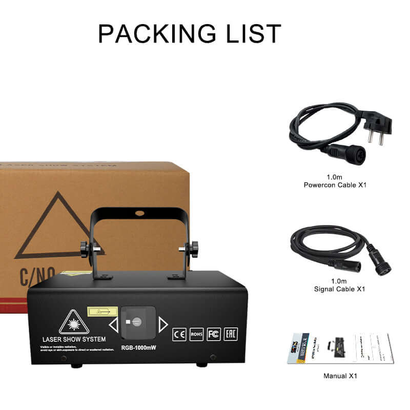 SHEHDS APP Control 1W RGB Laser Projector – Double Pattern Animation, DMX Compatible Stage Scanner Light