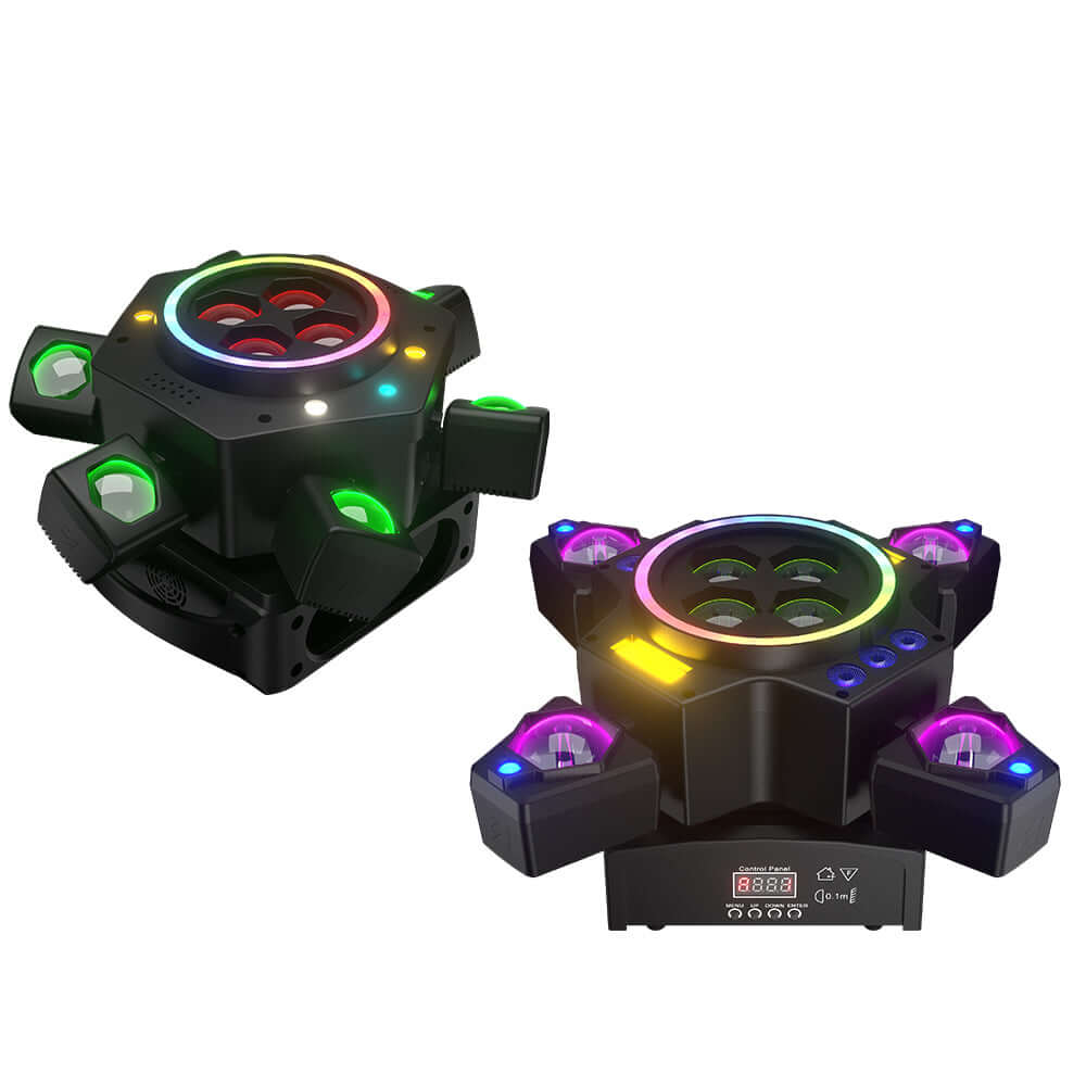 SHEHDS 2/3/4/6 Arms LED Beam Moving Head Lights 50W/80W/100W/120W RGBW Stage Lighting – rear or alternate product view