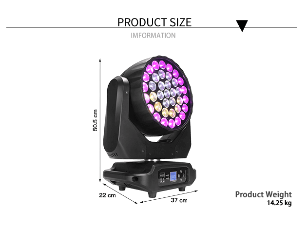 SHEHDS 37x15W RGBW Mini LED Wash Moving Head Light With Zoom Effect