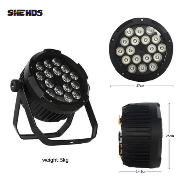 SHEHDS IP65 Waterproof LED Par Light 18x18W 6in1 RGBWA+UV Outdoor Stage Lighting