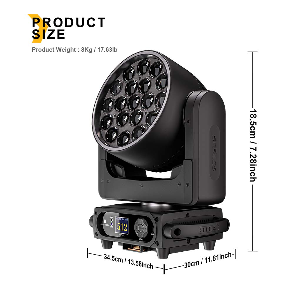 UPGRADE SHEHDS LED Moving Head Light 19x15W /20W/25W Beam Wash Zoom Stage Lighting