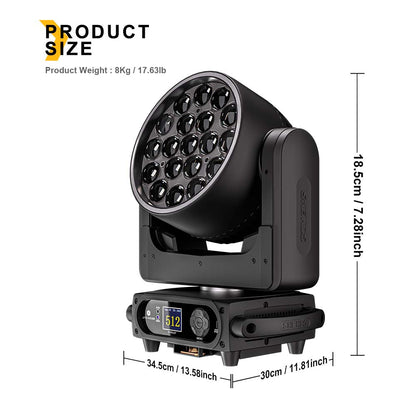 UPGRADE SHEHDS LED Moving Head Light 19x15W /20W/25W Beam Wash Zoom Stage Lighting