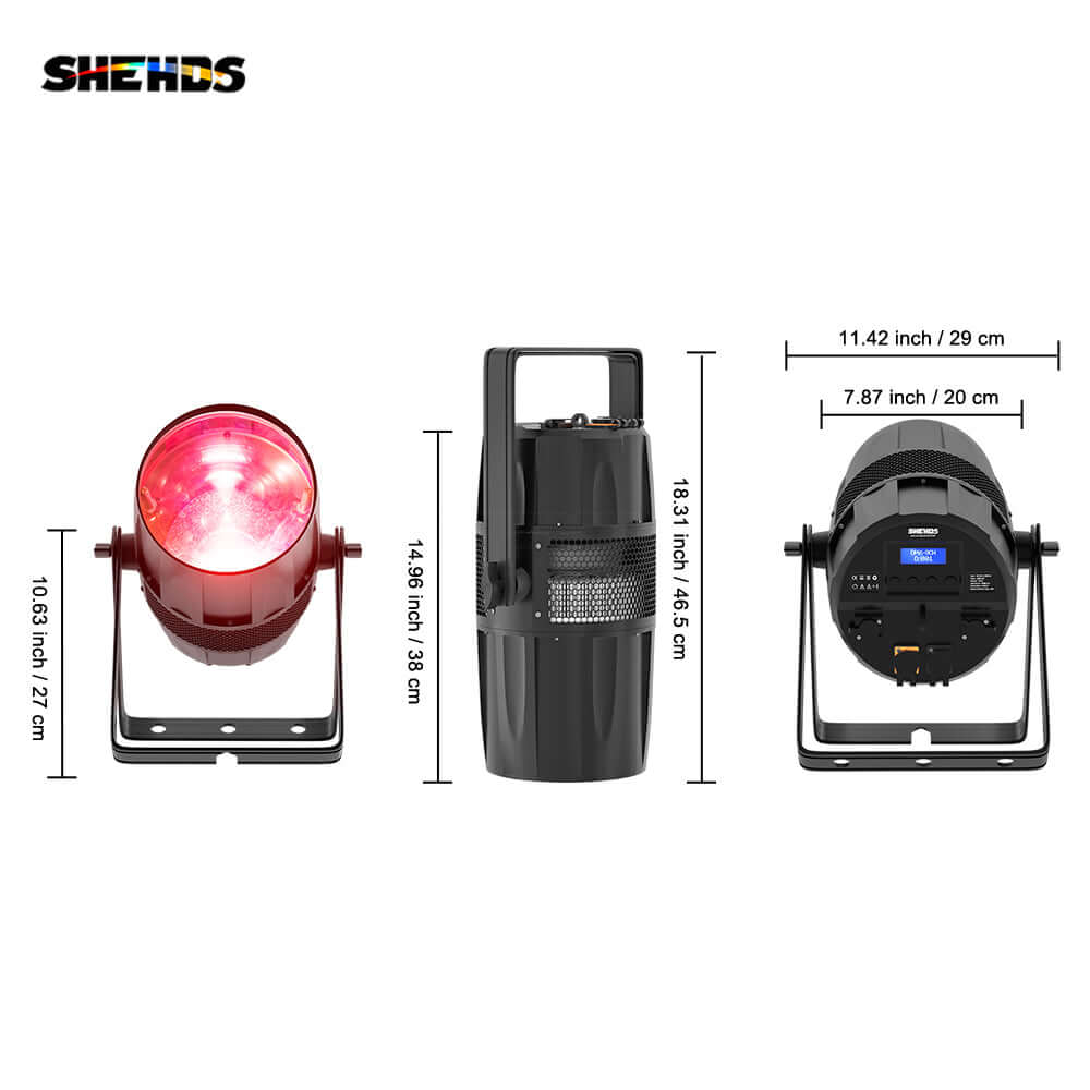 SHEHDS IP65 Waterproof LED Zoom & Wash COB Par Light 300W RGBW 4in1