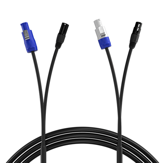 Hand in Hand Power Cables with Blue White Head and Rubber Signal Combo Cables