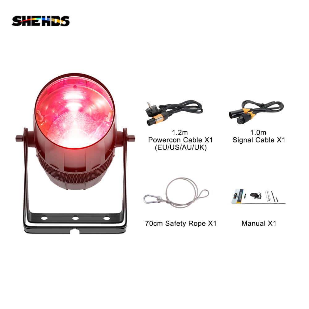 SHEHDS IP65 Waterproof LED Zoom & Wash COB Par Light 300W RGBW 4in1