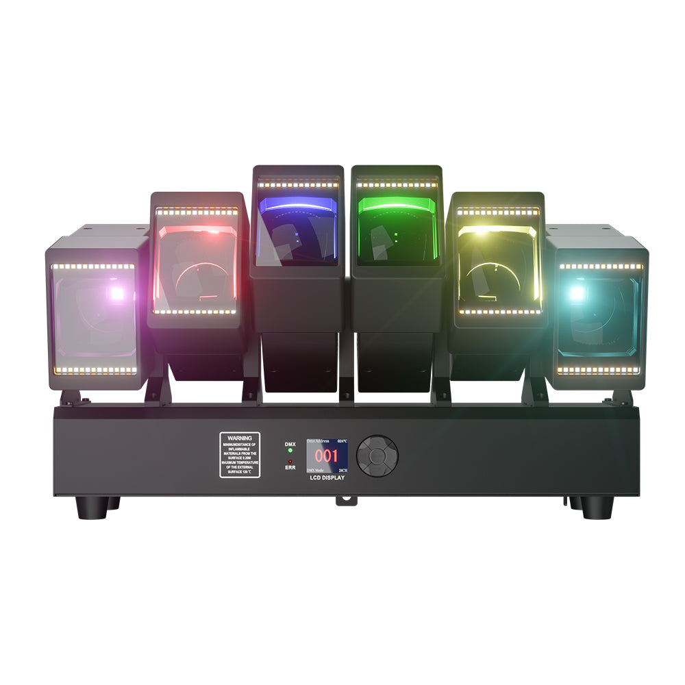GalaxyJet LED 6x60W RGBW 6 Moving Head Light Bar Beam & Wash Stage Lighting For Wedding Bar