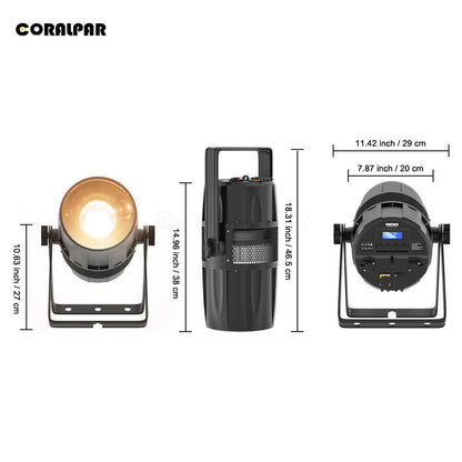 CORALPAR IP65 Waterproof LED Zoom & Wash 300W Cool & Warm White 2in1 Par Light With High Brightness