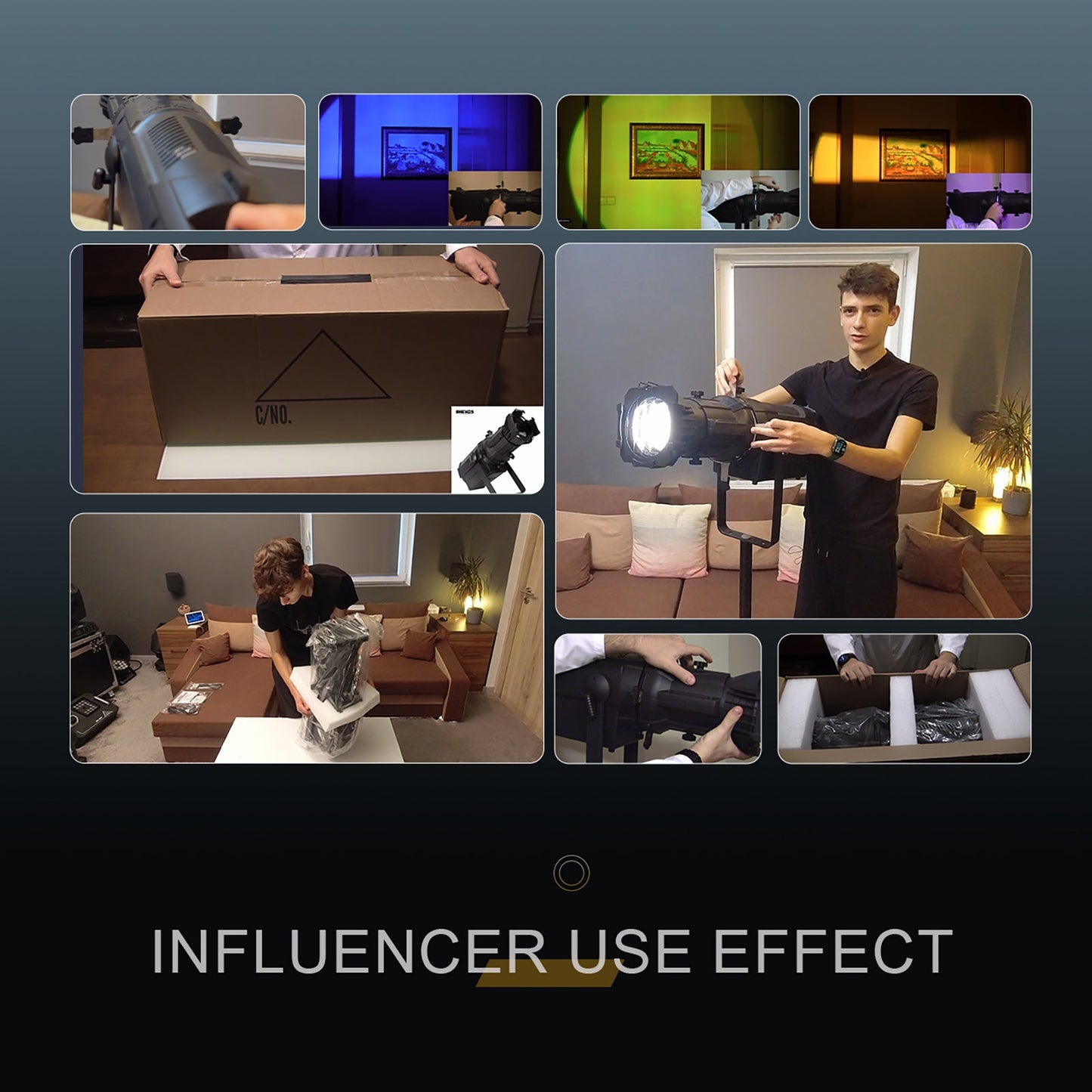 LED Fixed Focus LEKO 250W/350W Profile Spotlight - RGBWAUV/RGBLAC/RGBW/RGBL/Warm+Cool White | Four-leaf Manual Shutters