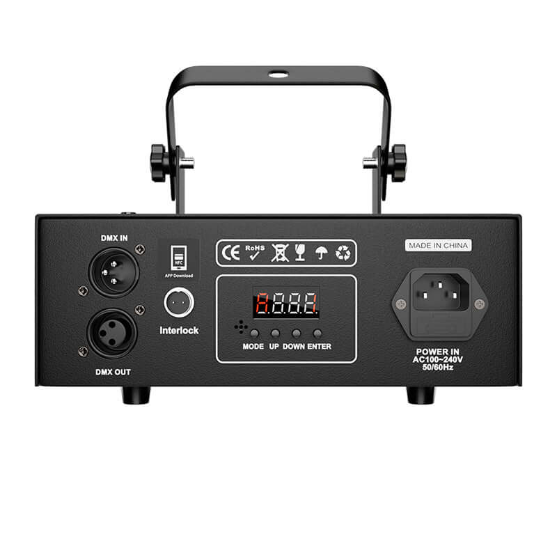 SHEHDS APP Control 1W RGB Laser Projector – Double Pattern Animation, DMX Compatible Stage Scanner Light