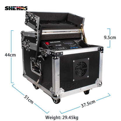 SHEHDS 660W Haze Machine with Flight Case Fogger Equipment DMX & Remote Control