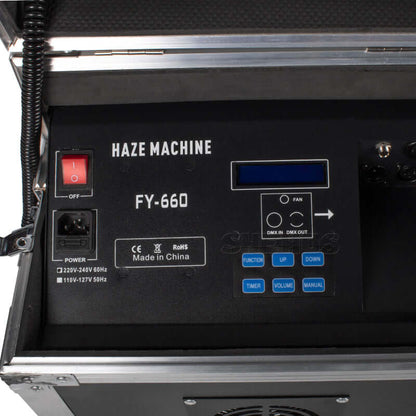 SHEHDS 660W Haze Machine with Flight Case Fogger Equipment DMX & Remote Control