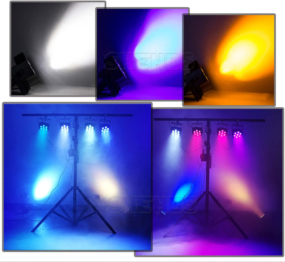 SHEHDS 7x18W LED Par Light Silent Slim RGBWA+UV Stage Lighting