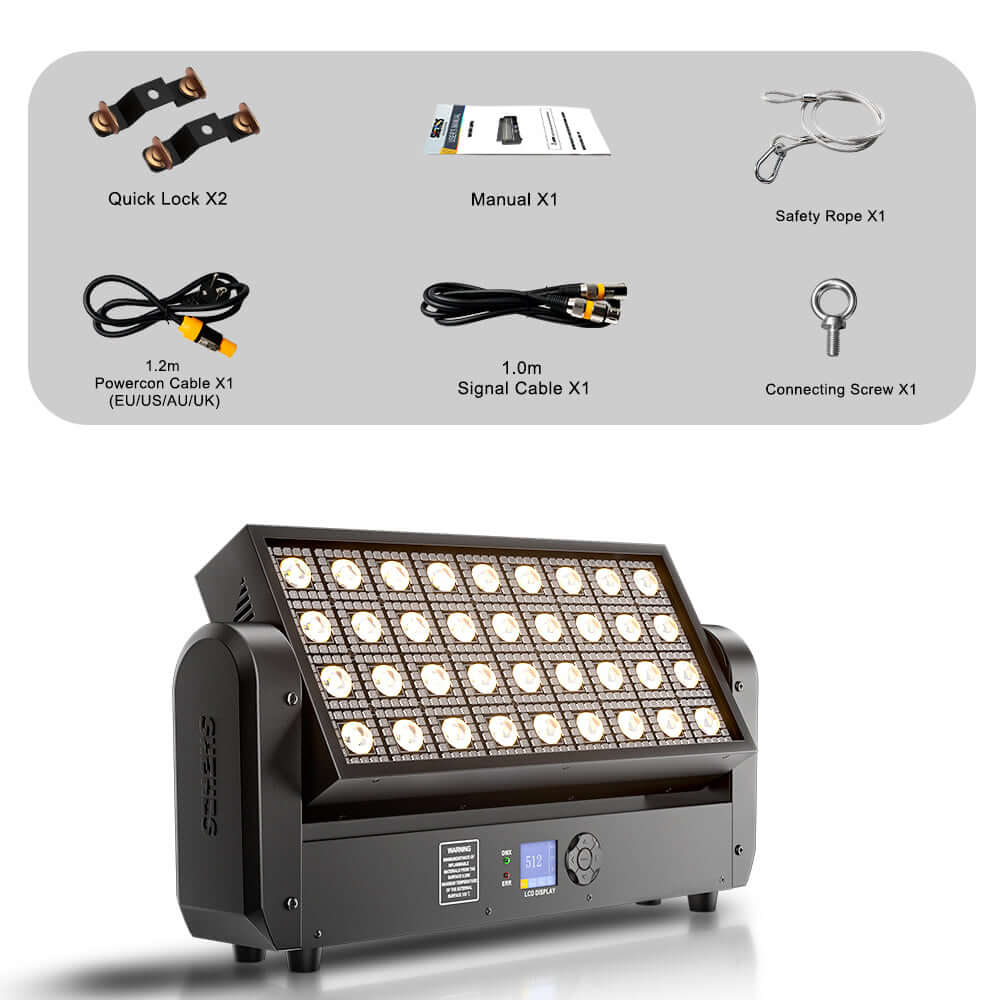 SHEHDS 200W 36 LED Strobe Beam Light 5050RGB 0.3W Wash Moving Head Stage Lighting – product feature view
