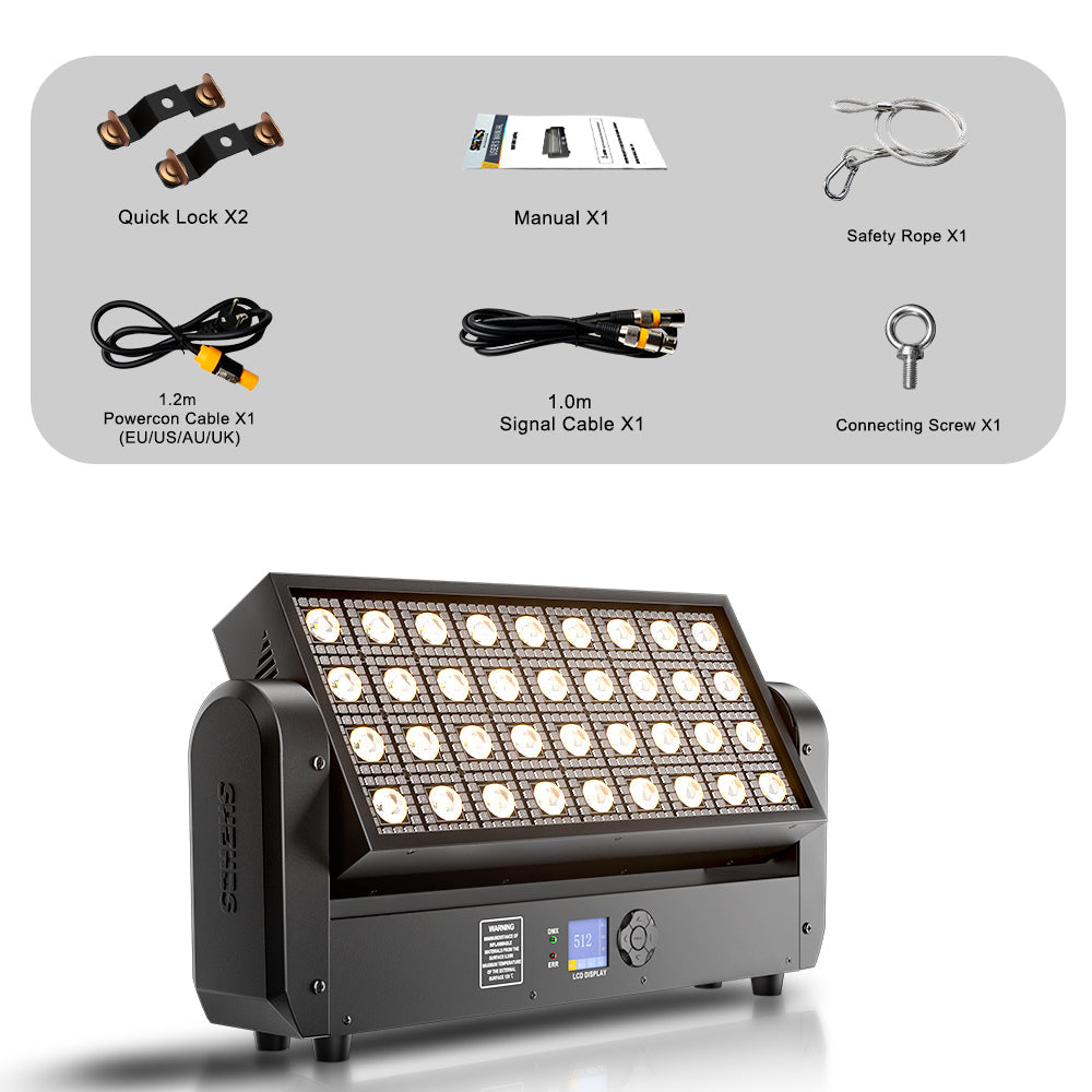 SHEHDS 200W 36 LED Strobe Beam Light 5050RGB 0.3W Wash Moving Head Stage Lighting For DJs