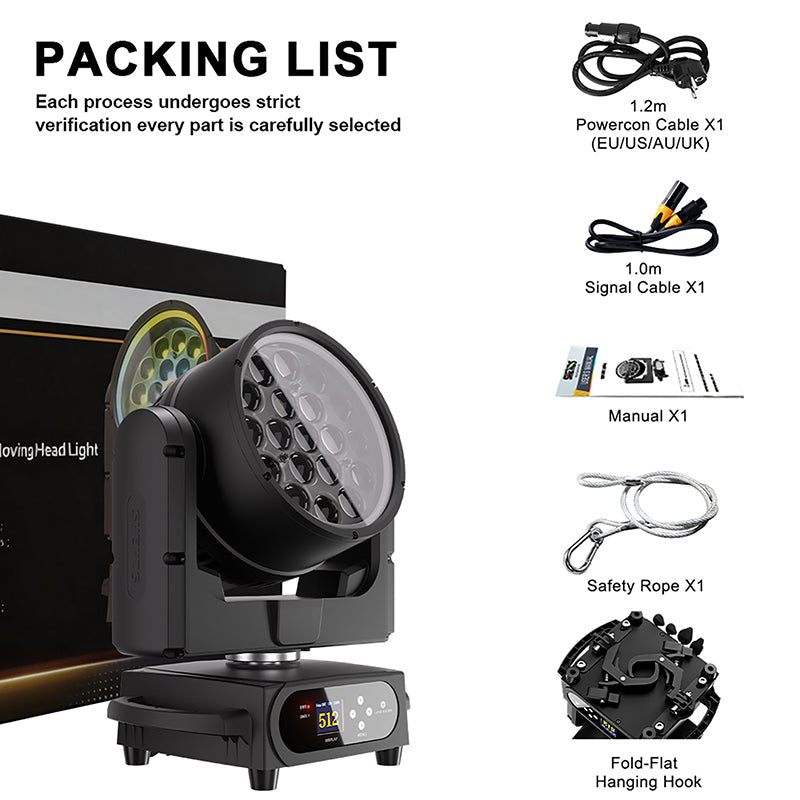 SHEHDS Waterproof LED Moving Head Light 19x15W / 20W / 25W Beam Wash Zoom IP65 Stage Lighting