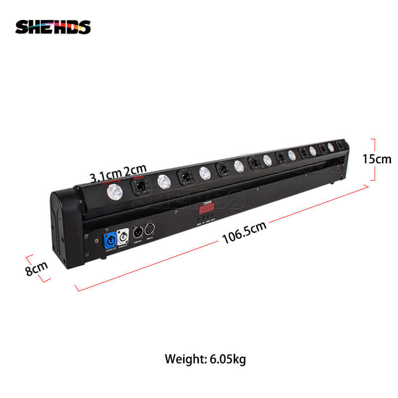 SHEHDS 8-Eye Moving Head Light, 8x500mW Red Laser With 8x9W RGB Beam