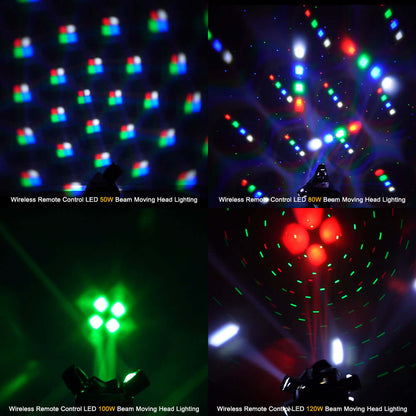 SHEHDS 2/3/4/6 Arms LED Beam Moving Head Lights 50W/80W/100W/120W RGBW Stage Lighting – blue stage lighting effect