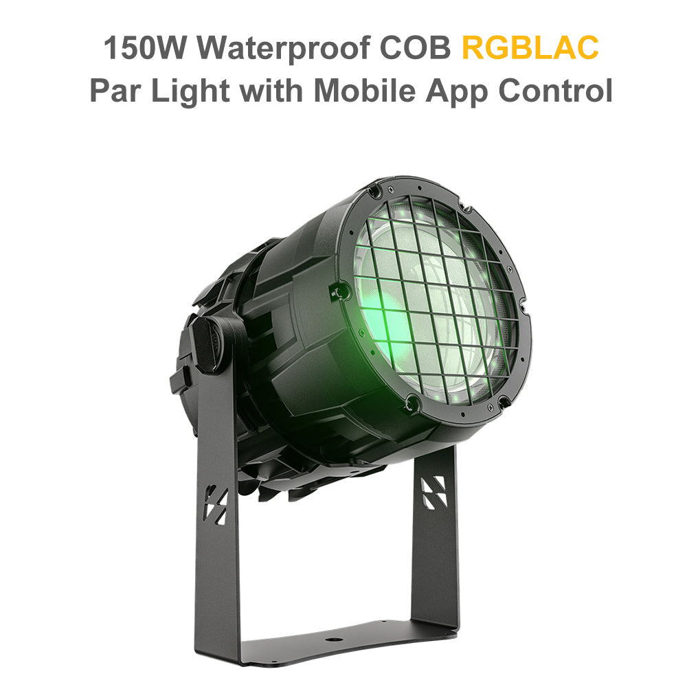 SHEHDS Waterproof 150W RGBLAC COB Linkable Par Light with App Control