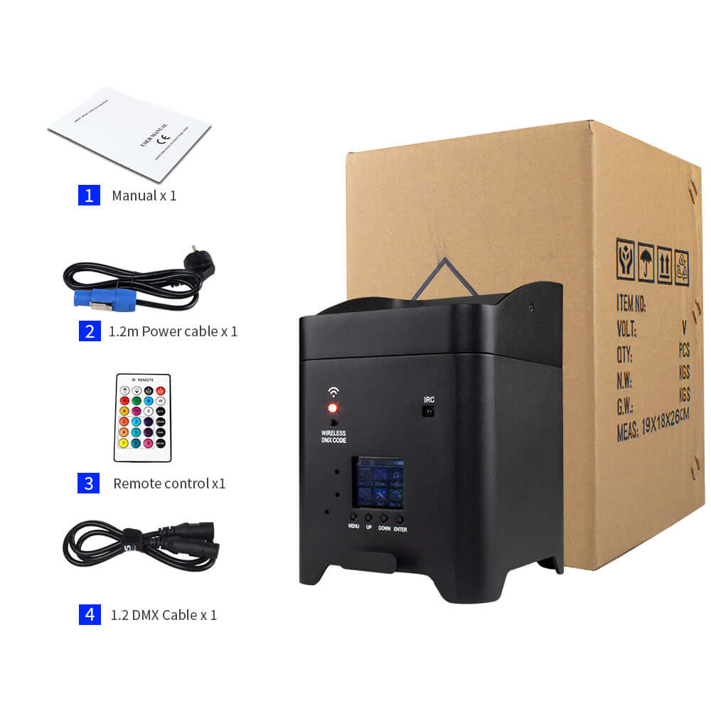 SHEHDS Wireless Battery LED Uplight Par Light 6x18W 6in1 RGBAW+UV With Remote Control