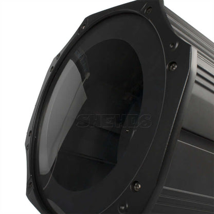 SHEHDS 200W Dual Color COB Zoom Par Light with Barndoors, Warm & Cool White, DMX512 Stage Light