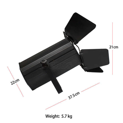 SHEHDS 200W Dual Color COB Zoom Par Light with Barndoors, Warm & Cool White, DMX512 Stage Light