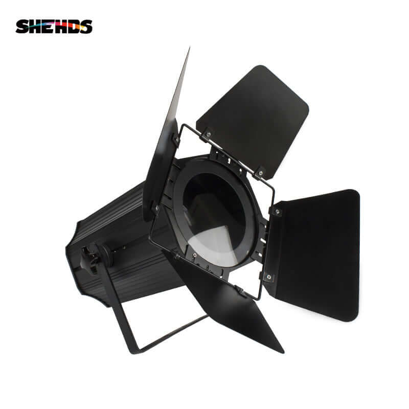 SHEHDS 200W Dual Color COB Zoom Par Light with Barndoors, Warm & Cool White, DMX512 Stage Light