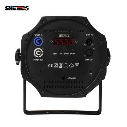 SHEHDS 200W Dual Color COB Zoom Par Light with Barndoors, Warm & Cool White, DMX512 Stage Light