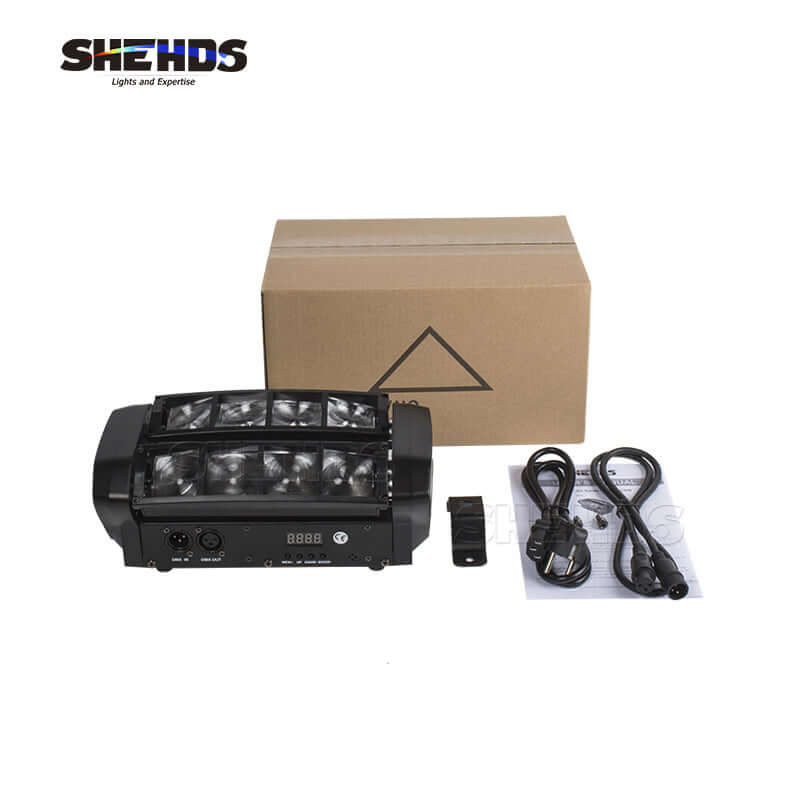 SHEHDS Mini LED RGBW Beam 8x6W Spider Light Moving Head Laser