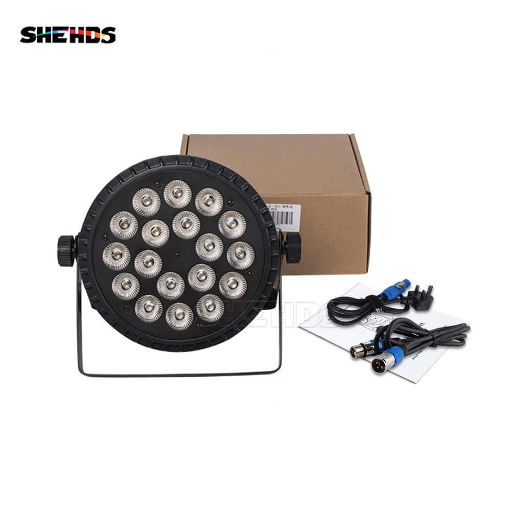 SHEHDS 18x18W Aluminum Alloy LED Flat Par DMX512 DJ Par Cans Wash Light