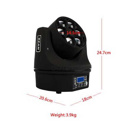 SHEHDS LED Bee Eye Beam & Wash 6x15W RGBW 4in1 Moving Head Light
