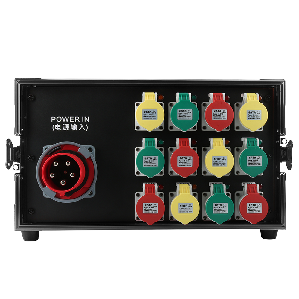 SHEHDS 7U Flight Case Power Supply Distribution Box 16A Waterproof Plug 12-Channel