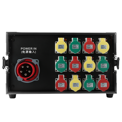 SHEHDS 7U Flight Case Power Supply Distribution Box 16A Waterproof Plug 12-Channel