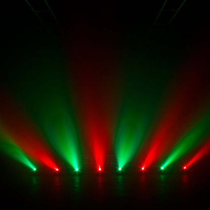 SHEHDS 8-Eye Moving Head Light, 8x500mW Red Laser With 8x9W RGB Beam