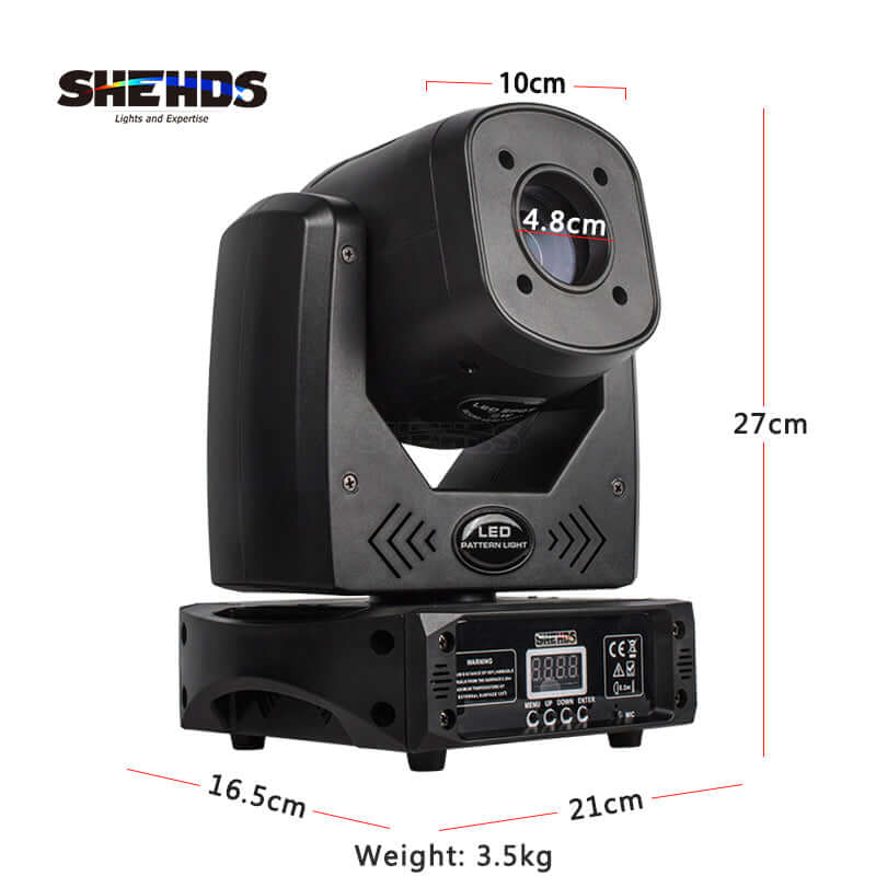 SHEHDS 80W LED Spotlight With 3-Prism Gobo Light