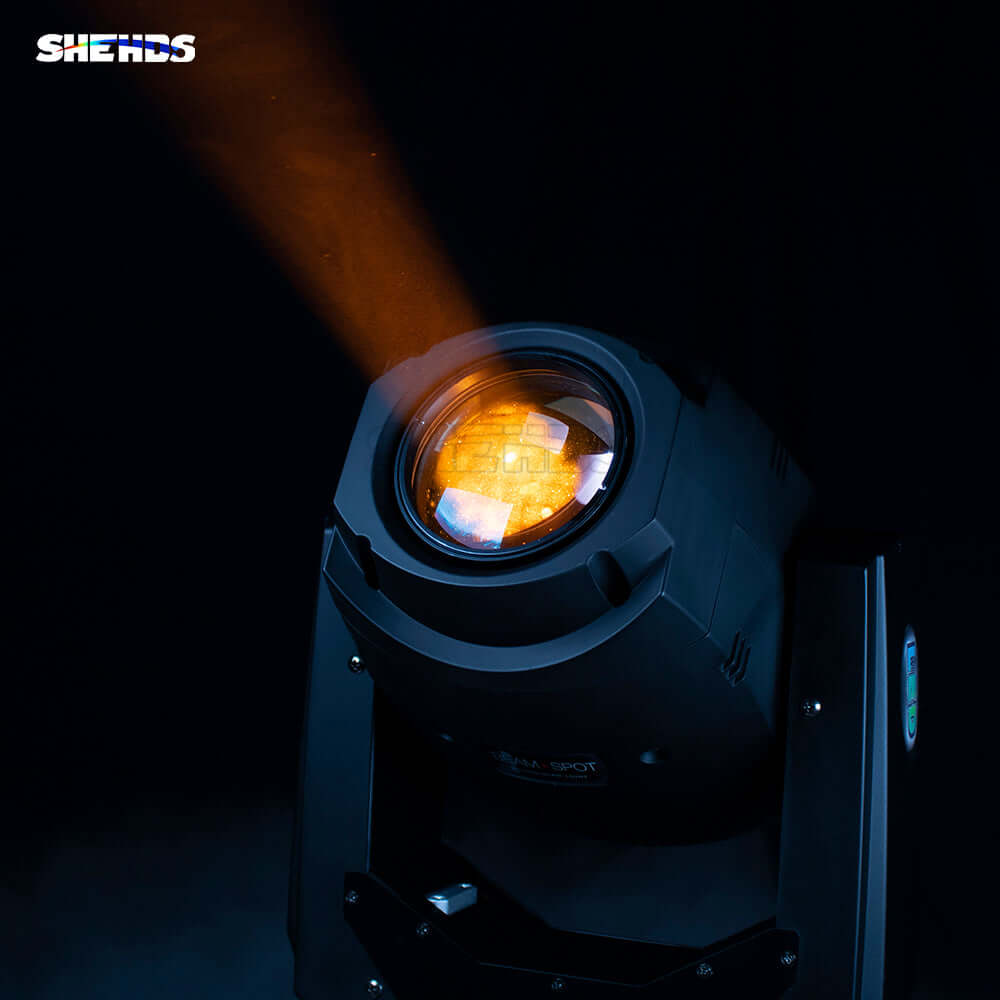 SHEHDS 200W LED Gobo Moving Head Light – 6/18 DMX Channels, Multi-Color Rotating Patterns
