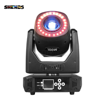 SHEHDS LED 100W 6-Prism Gobo Moving Head Light With LED Ring & LCD Display