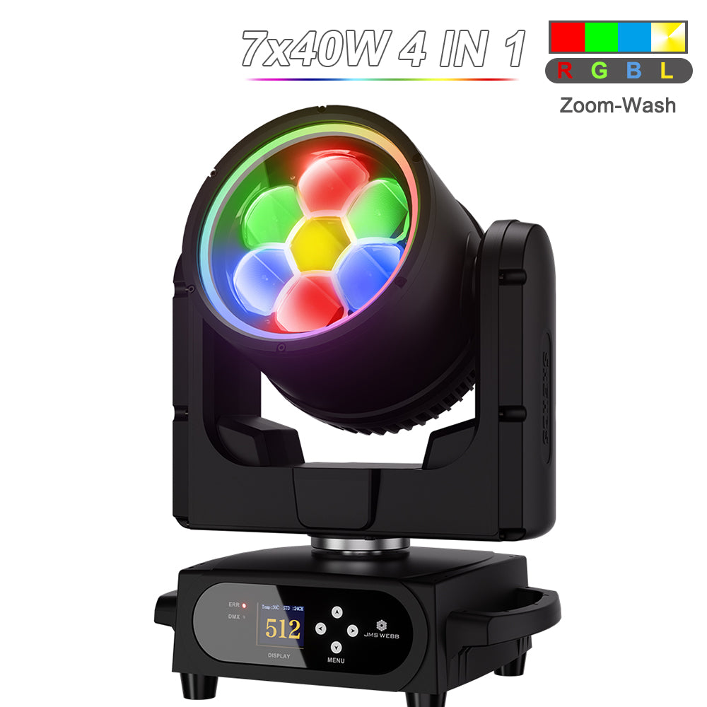 JMS WEBB Waterproof LED Beam+Wash 7x40W RGBW/RGBL/ RGBLAC Zoom Light