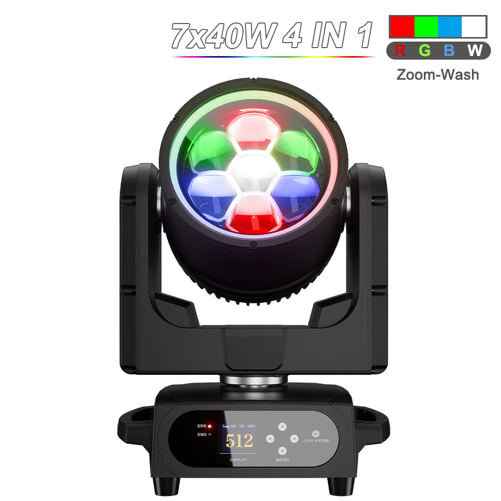 JMS WEBB Waterproof LED Beam+Wash 7x40W RGBW/RGBL/ RGBLAC Zoom Light